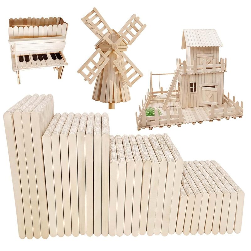 1500 Pcs Wooden Craft Sticks Set, MultiSize, Multi Purpose, Ice Cream Sticks for DIY Projects, Arts and Popsicle Sticks for Crafts