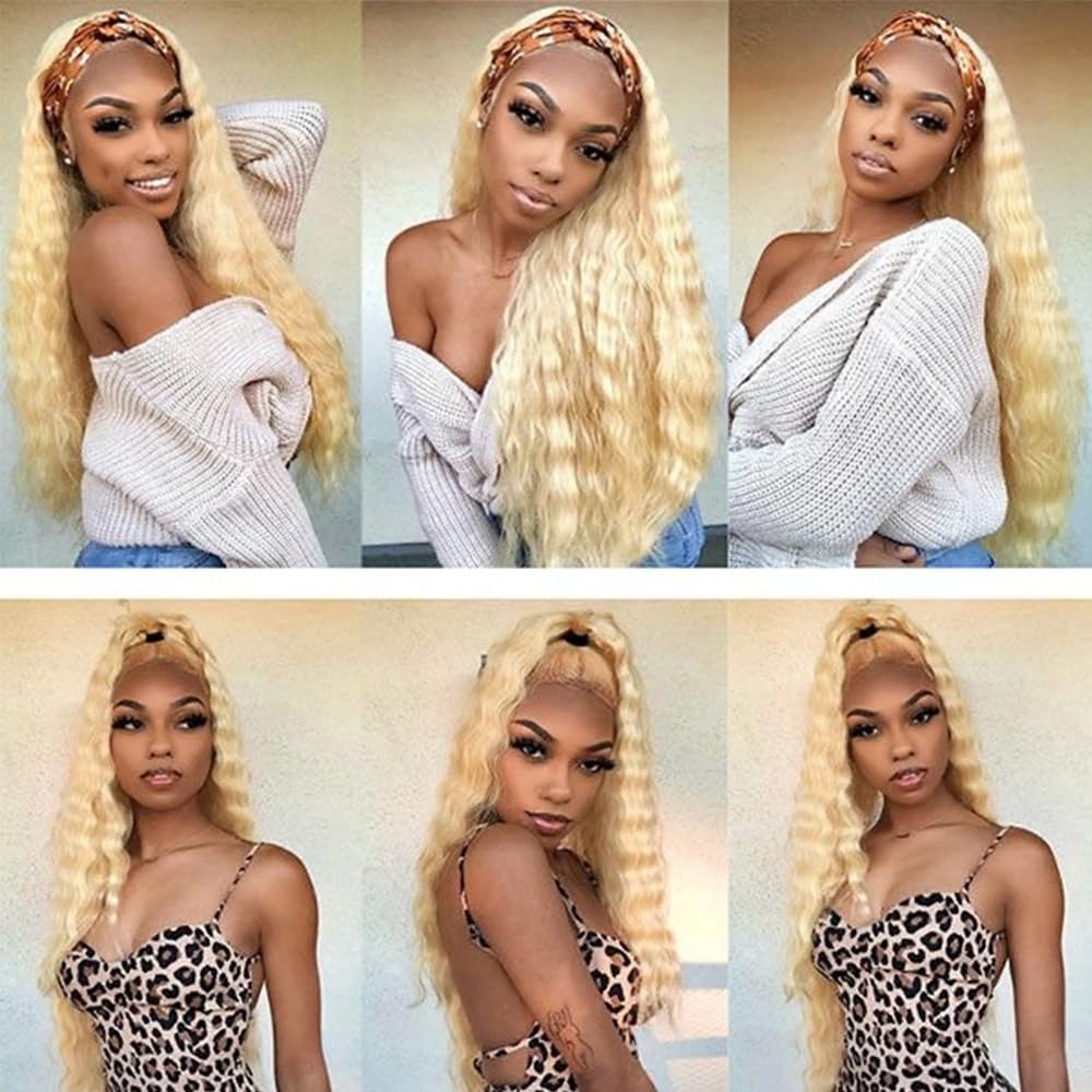 Blonde Human Hair Bundles 613 Deep Wave Bundle Blonde Deep Wave Hair Extensions 24 26 28 Inch Brazilian Virgin Remy Hair 3 Bundles