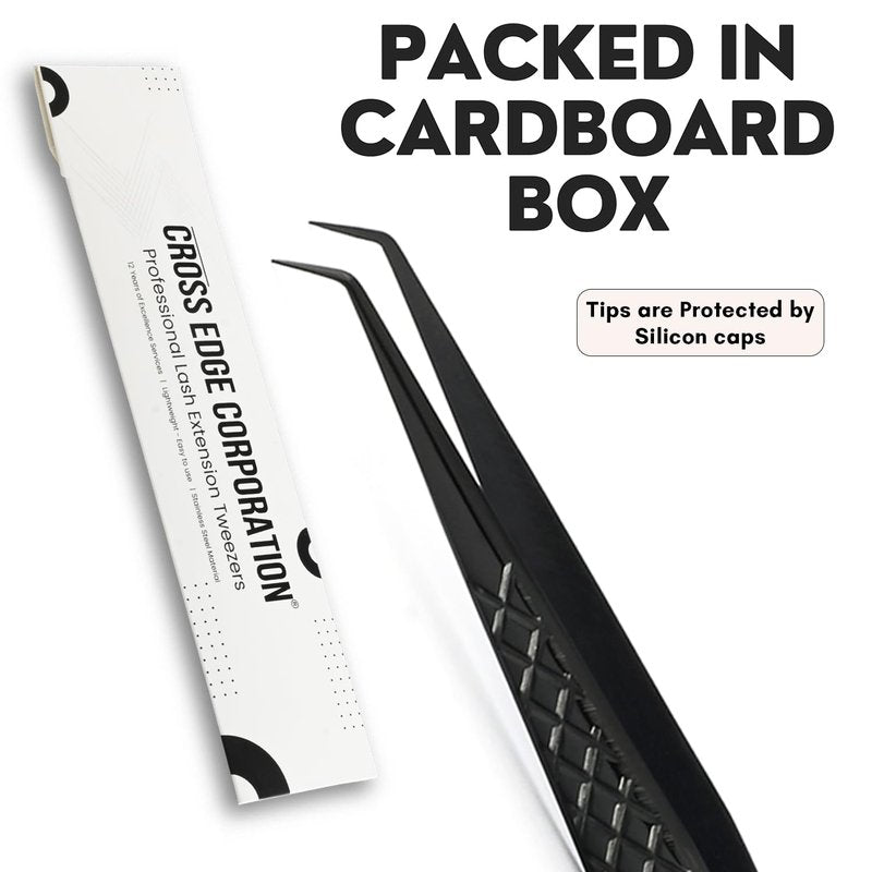 CEC isolation tweezers eyelash extensions Curved Degree Tweezers for Isolation Lash Extensions 14cm Best for Individual Isolation & Classic Lashes Japanese Stainless Steel Eyelash Twisers (Black)