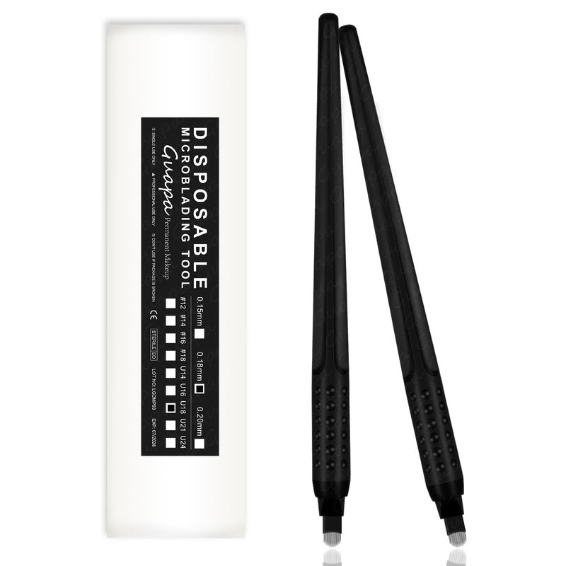 5 Pcs Disposable Microblading Pen Set – Precision Eyebrow Tattoo Tools with Multiple Blade Sizes – Ideal for Permanent Makeup Artists,& Eyebrow Shaping (Black pen - Black Flex-U18-5pcs)