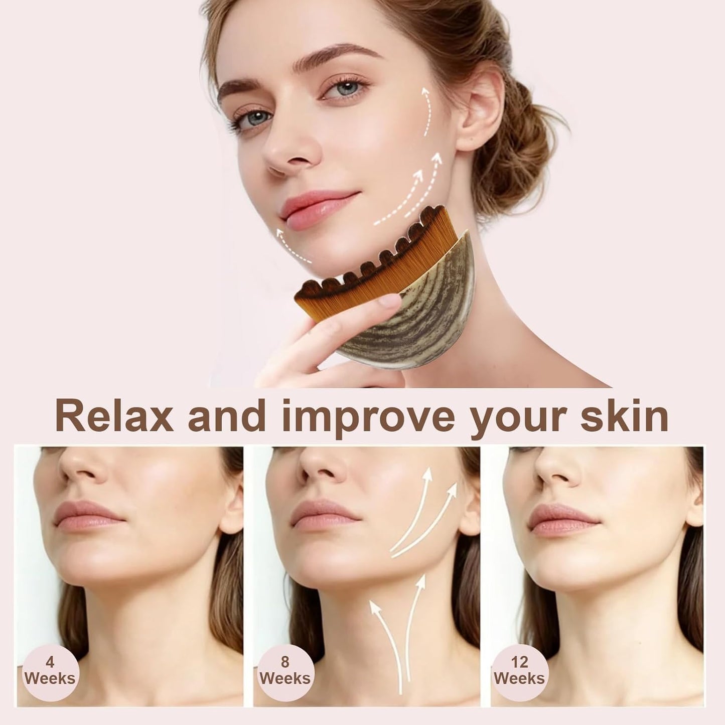 Lymphatic Contour Face Brush Set - Sculpting & Anti-Puffiness Tool | Ultra Soft Dry Brush for Jawline Massage & Drainage