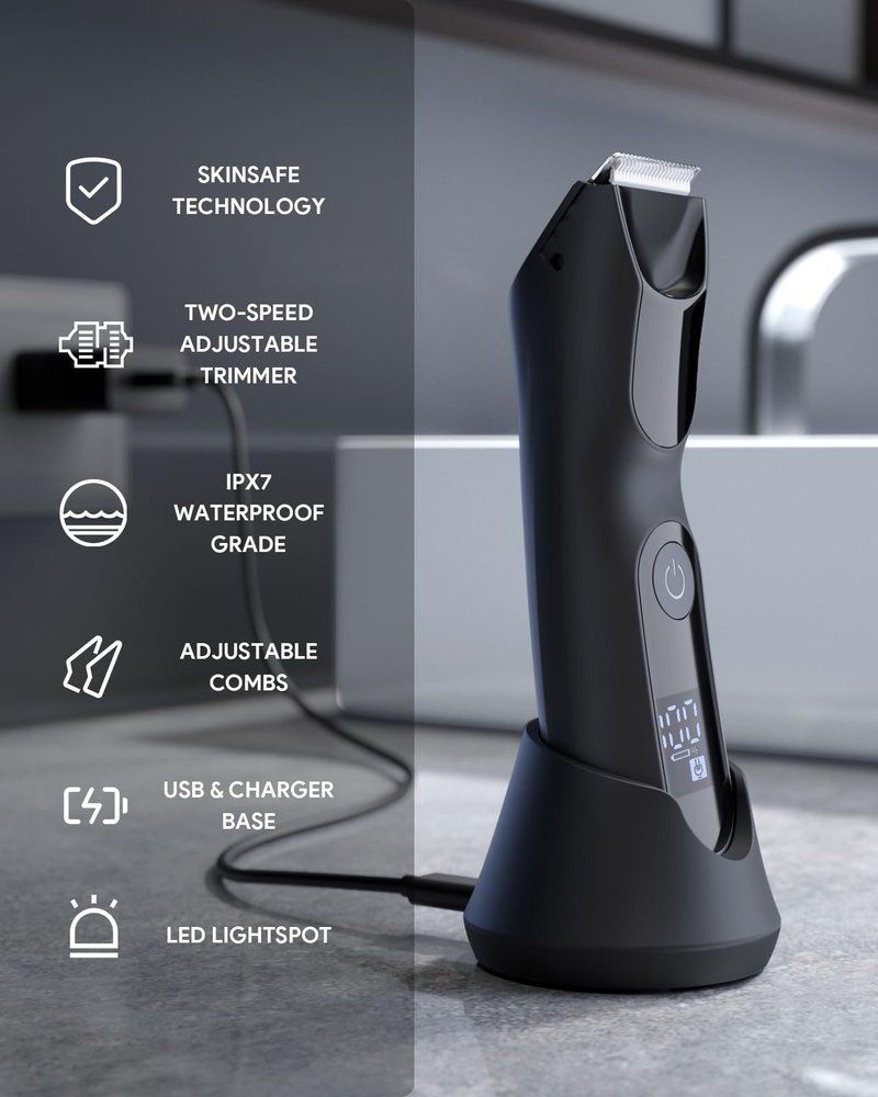 Roleader Body Hair Trimmer for Men, Manscape Pubic Hair Trimmer Balls, Body Shaver for Men Groin, IPX7 Waterproof Ball Trimmer, Electric Body Grooming, Bikini Razors Women, USB Recharge Dock
