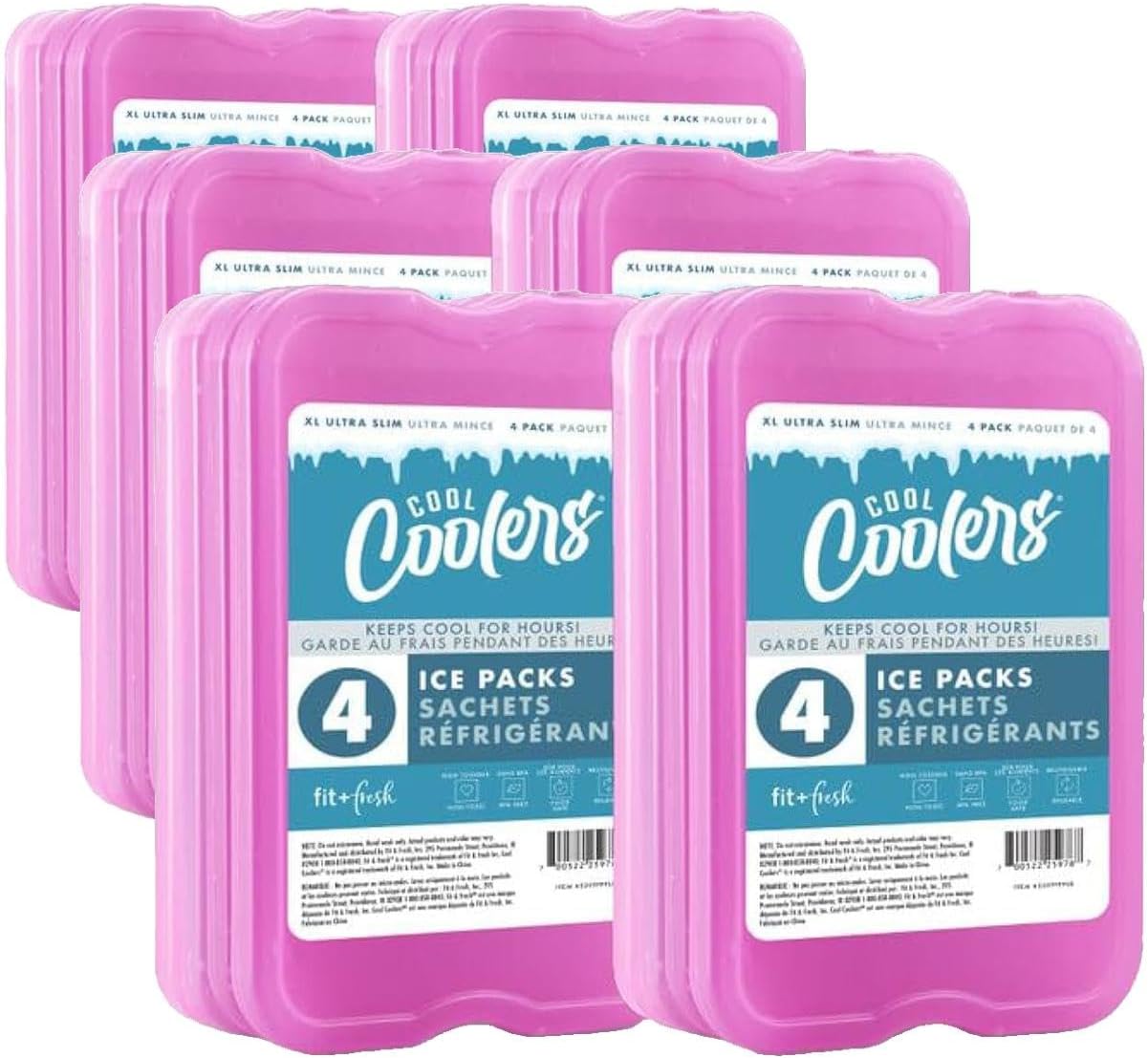 XL Slim Ice Packs - Quick Freeze Reusable Ice Packs for Lunch Boxes & Coolers | 4 Pack