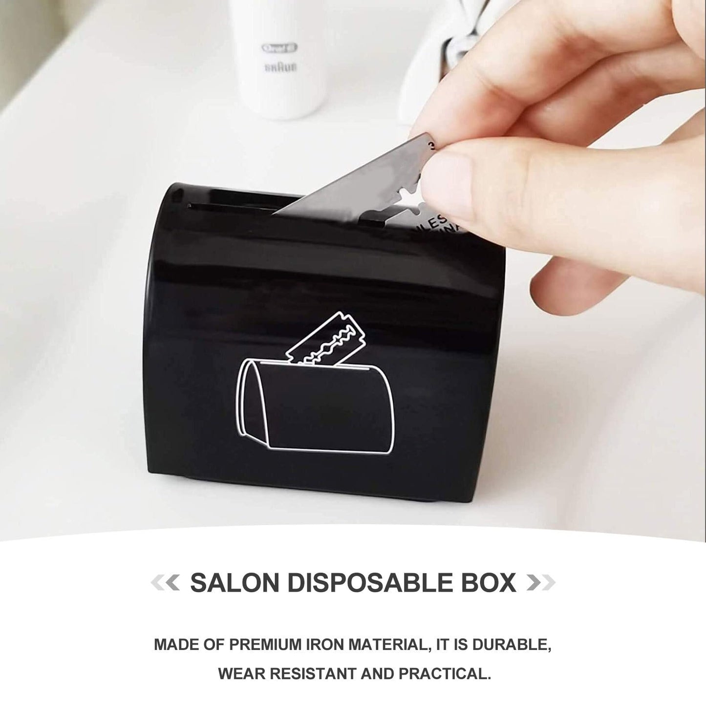 Uonlytech 2Pcs Razor Blade Disposal Container Safe Storage Box for Barber Shop Double Edge Blades Disposal Case Compact 2.55X1.77X2.04In