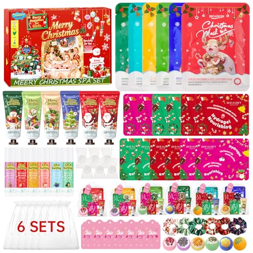 60Pcs Christmas Spa Party Supplies Set - Red Spa Day Kits