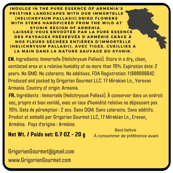 Premium Immortelle Herbal Tea - Wild-Harvested Flowers from Armenia 20g