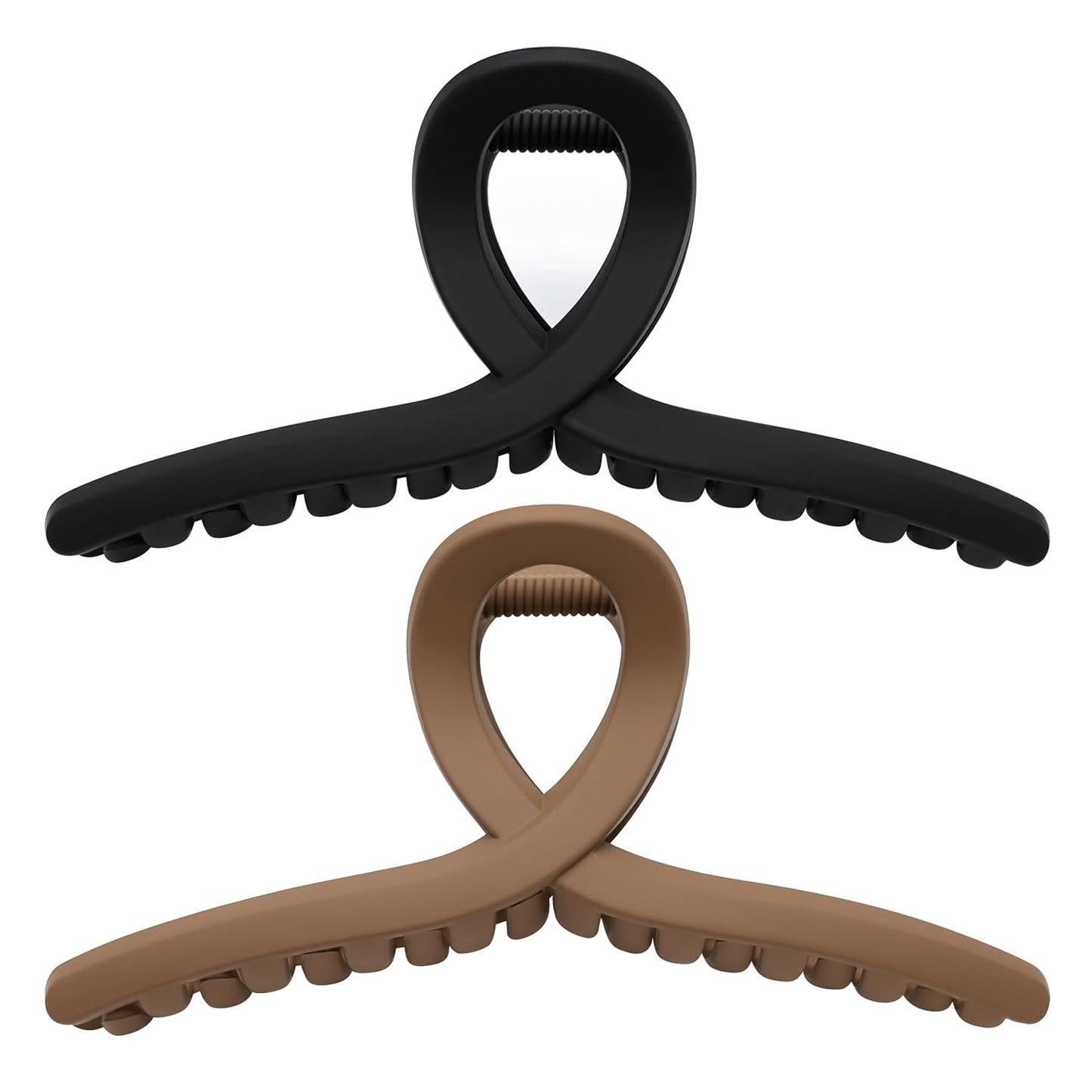 Extra Large Claw Clips - Jumbo Non-Slip Butterfly Hair Clips for Thick & Long Hair | 2 Pack in Black & Brown