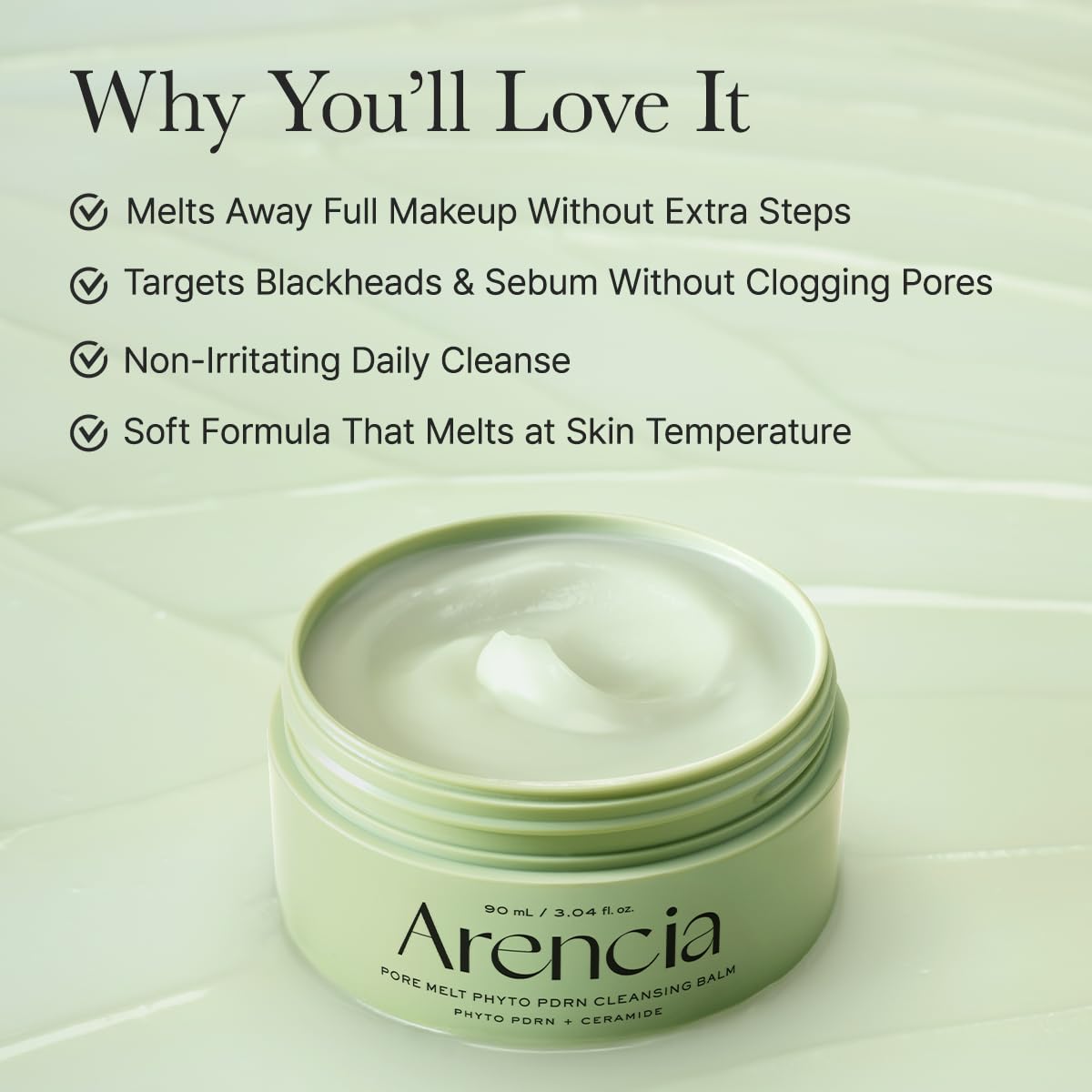 ARENCIA Pore Melt Phyto PDRN Cleansing Balm, Makeup Removing & Pore Care Cleanser with PDRN, Ceramide, Hyaluronic Acid, 90ml / 3.04 fl. oz.