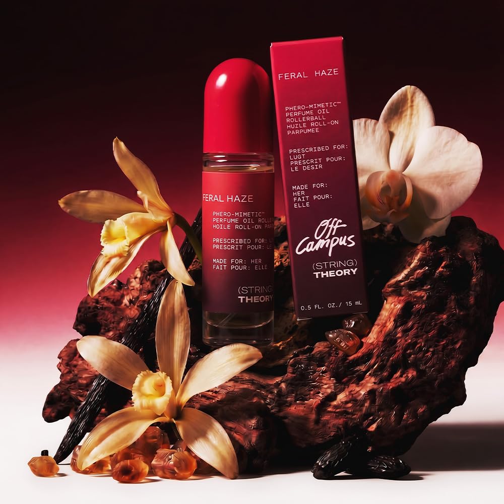 STRING THEORY x Off Campus - Hannah - Women's Pheromone Roll On Perfume Oil - Spicy & Sweet Vanilla Amber Boozy Gourmand Musk - Dark Rum, Vanilla, Tonka Bean - Lasts 3 Hrs Long - Phero-Mimetic Perfume