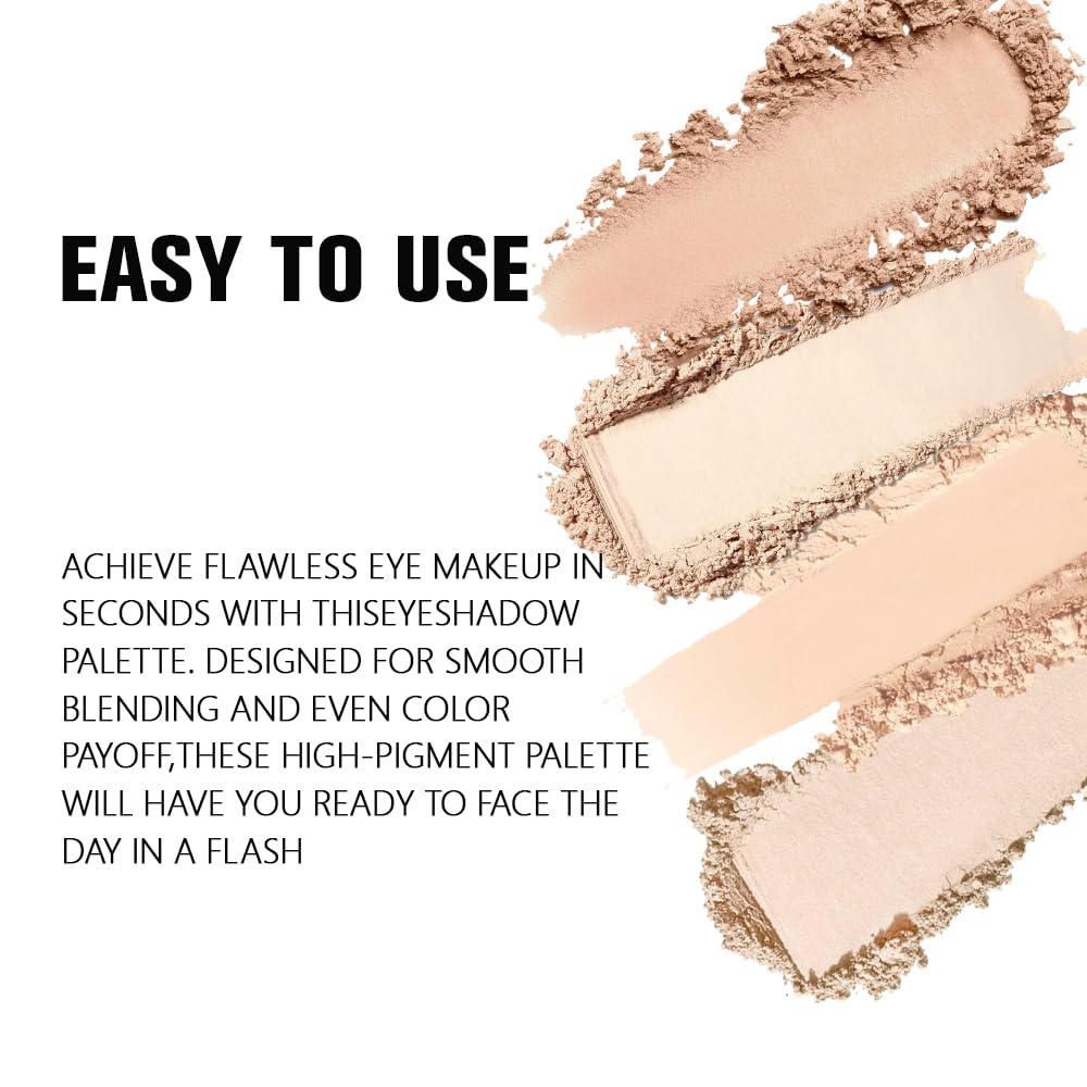 BINGBRUSH Eyeshadow Quad Palette, High Pigment Nude Matte Shimmer Eye Shadow Makeup, Long Lasting Smudge Proof Blendable Mini Eye Shadows Vegan Cruelty Free,10 Bright Nudes