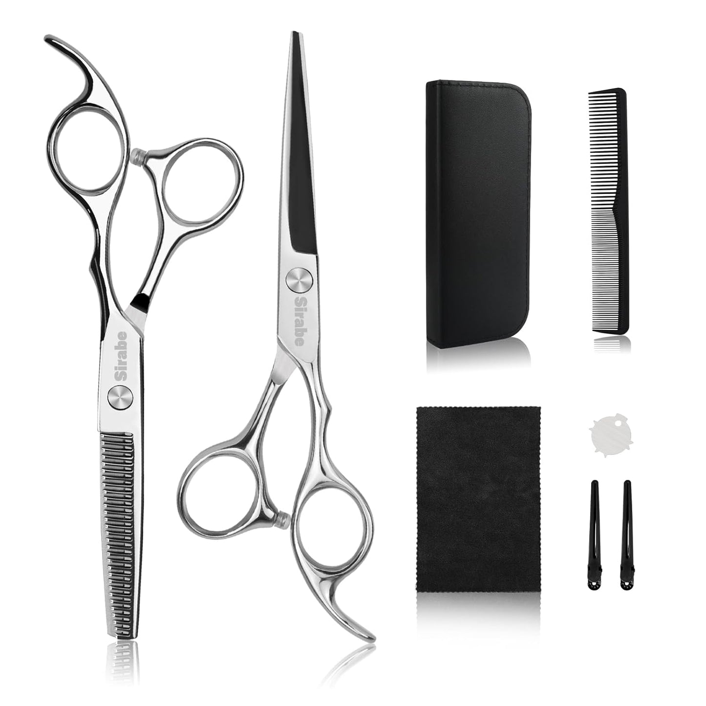 Professional Hair Cutting Scissors Set - 6.5 Inch Thinning Shears for Beard Trimming & Hairdressing | Includes Comb & Case