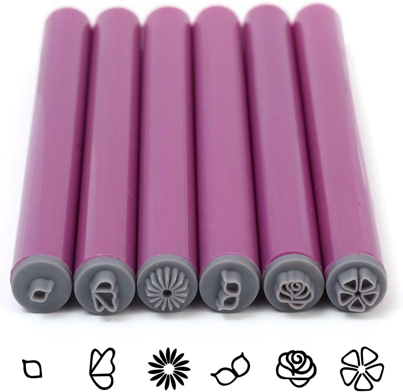 Silicone Nail Seal Pen Set - 6 Pcs Creative Butterfly & Flower Patterns for DIY Nail Art