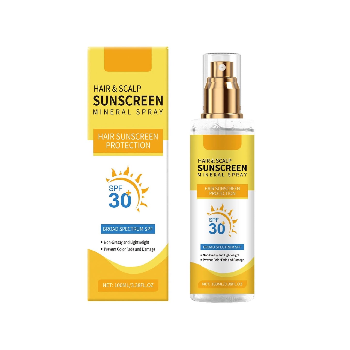 Hair and Scalp Sunscreen Spray SPF 30, Prevents Hair Fading Dryness & Scalp Sunburn for All Skin Type and UV Defense.(1 Pcs)