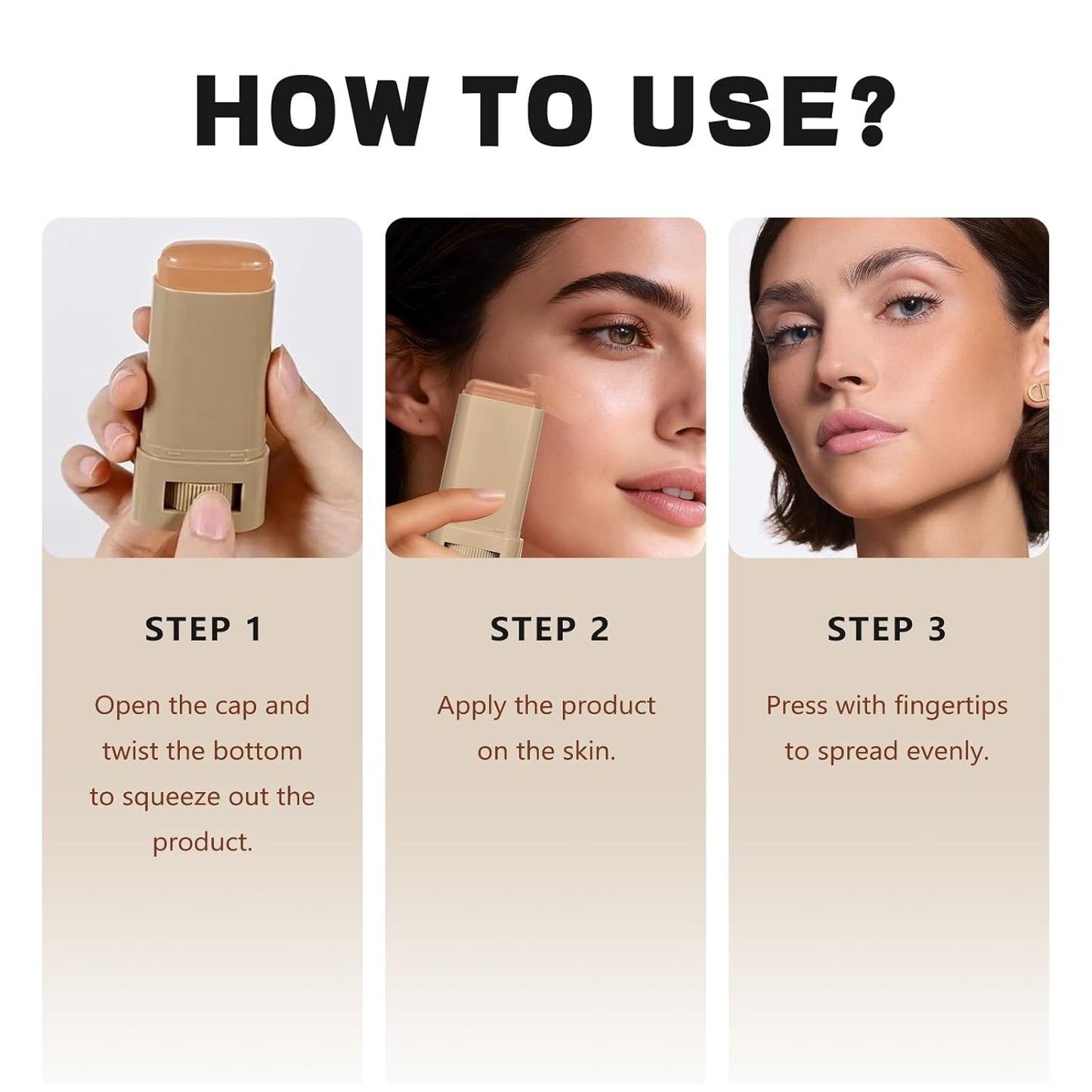 Foundation Stick - Serum-Boosted Tinted Moisturizer for Natural Finish | Longwear Contour Stick (#6 & #3)