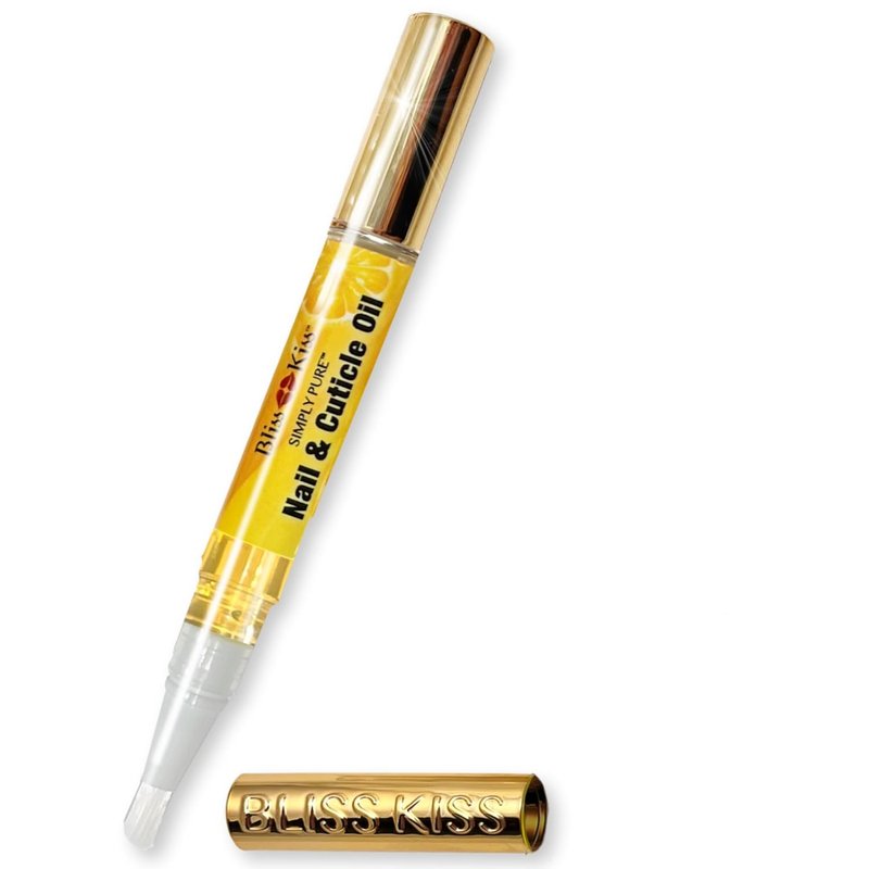 Bliss Kiss Nail Oil Cuticle Pen - Vitamin E & Jojoba Nail Strengthener | 1 Crisp Fragrance for Brittle Nails