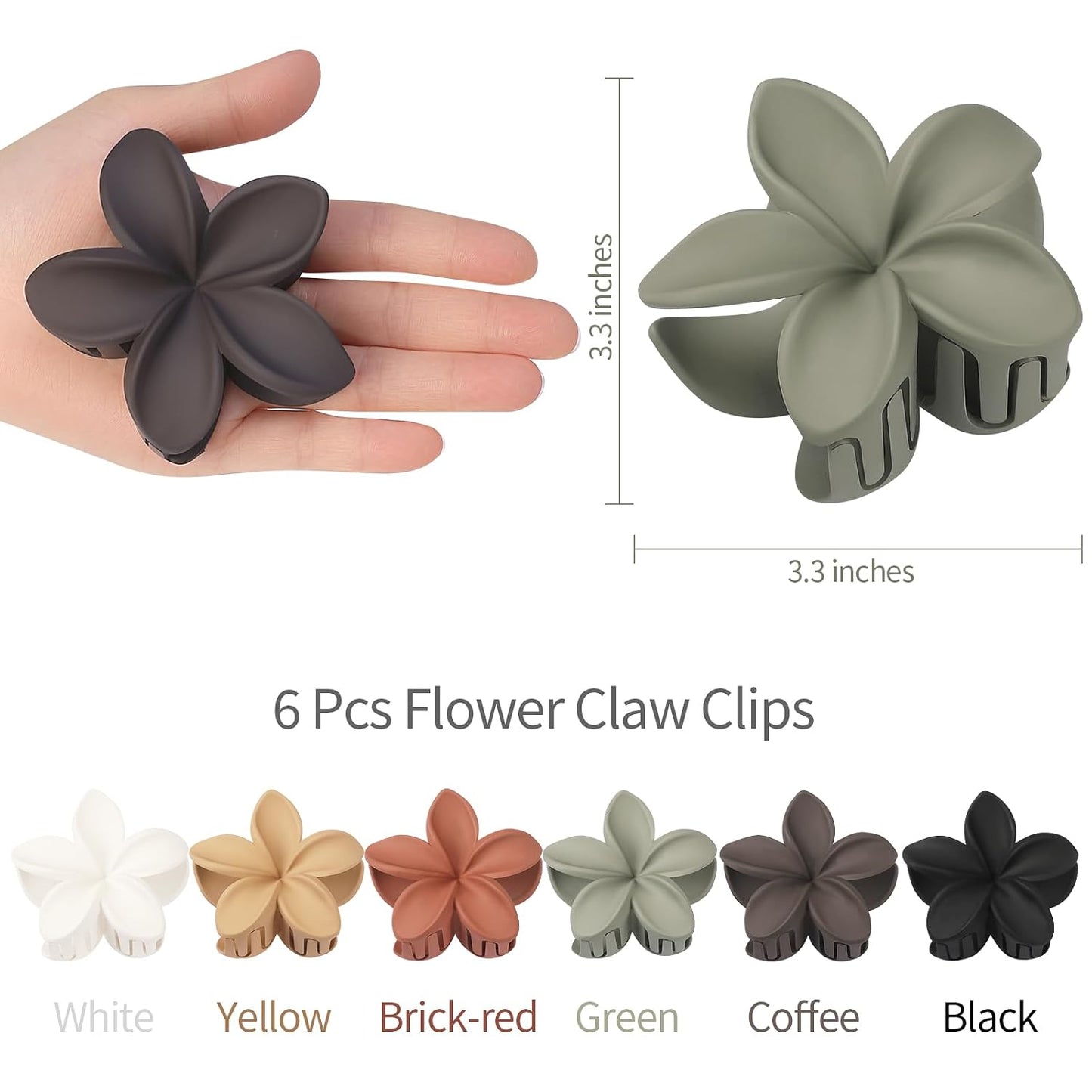 Large Flower Claw Hair Clips - 6 Pcs Hawaiian Style for Thick & Medium Hair | Beach Accessories for Women & Girls