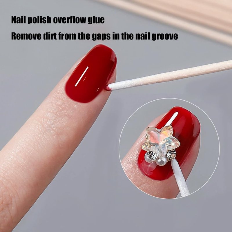 Double Pointed Tip Cotton Swabs - 100 Pcs 7cm Wooden Sticks for Makeup, Eyebrow, Nail Polish