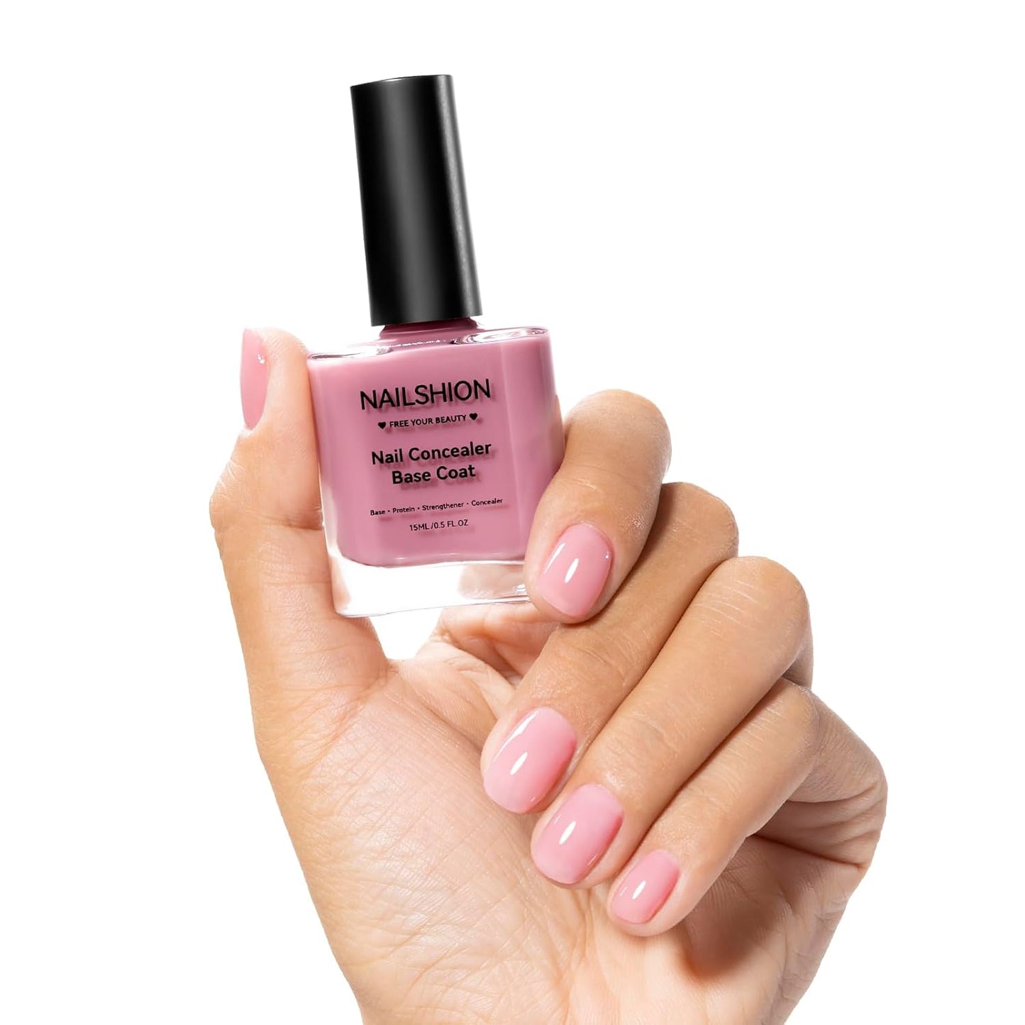 Illuminating Nail Concealer Base Coat - 4-in-1 Sheer Polish & Strengthener for Discolored Nails | 15ml Quick Dry