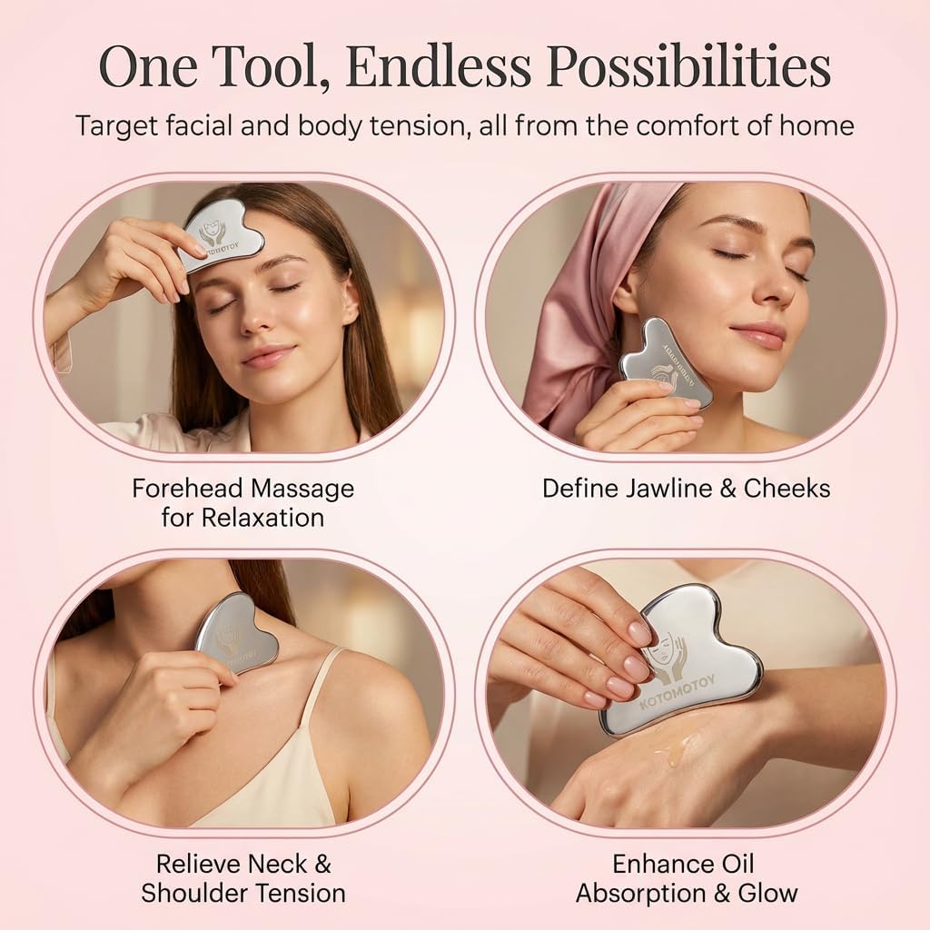 Lymphatic Contour Face Brush - Gua Sha Facial Tool for Anti-Puffiness & Detox | Skin Care Massager for Glowing Skin