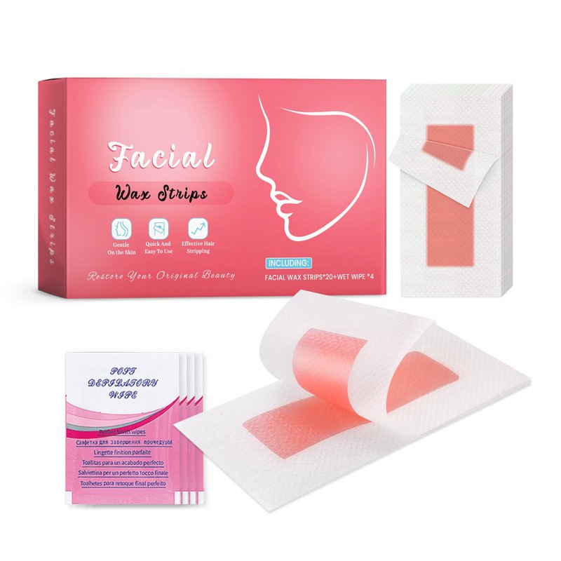 40PCS Facial Wax Strips for Hair Removal, Facial Hair Removal for Women, Waxing Kit for Women's Face, Bikini, Chest, Body, Arms, Legs, Back | 40pcs Waxing Strips & 8 calming Oil Wipes