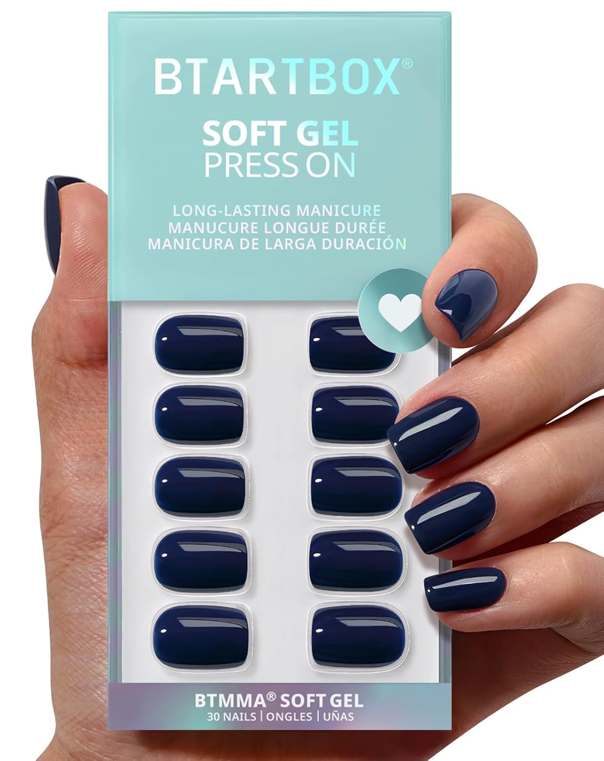 Press On Nails - Almond Shape Pastel Baby Pink Short Nails | Opaque Soft Gel, 32-Piece Kit in 16 Sizes