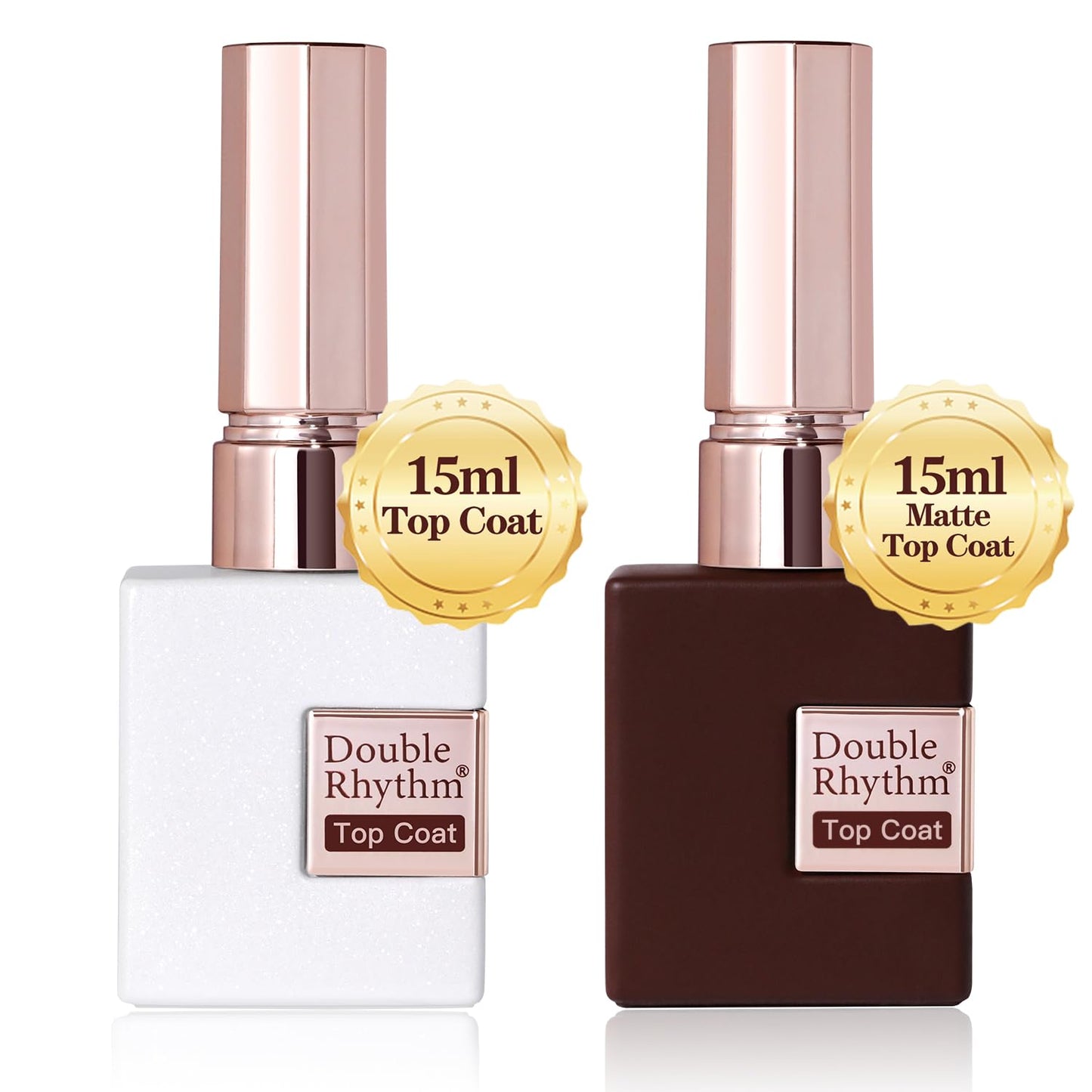 15ML No Wipe Gel Top Coat & Base Coat Set - Clear Glossy Finish | 2 Pcs