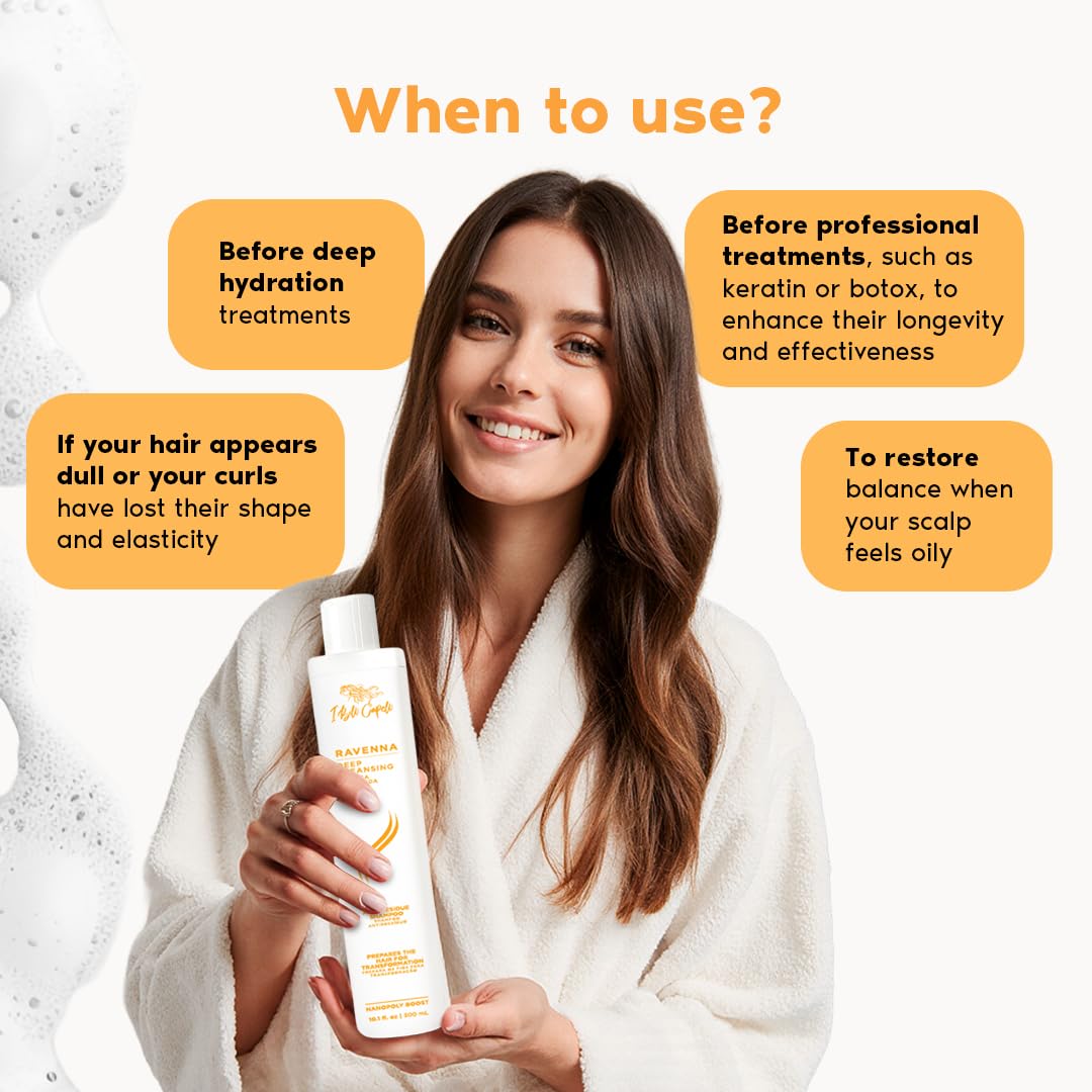 I Belli Capelli Ravenna B-tox Organic Smoothing Mask, Repair Oil, and Deep Cleansing Anti-Residue Shampoo – Complete Hair Straightening System for All Hair Types