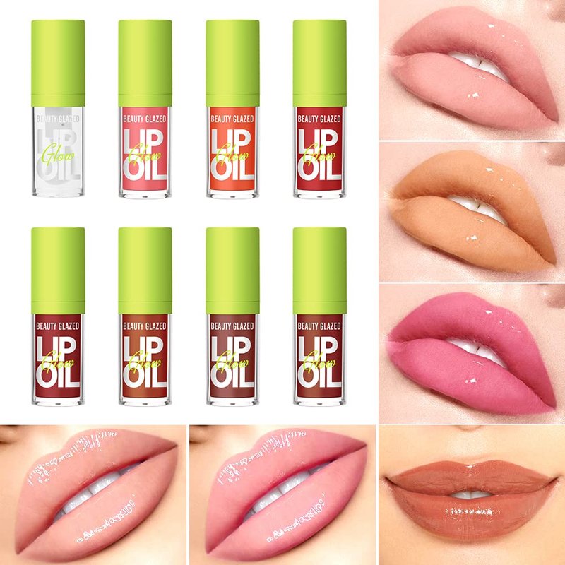 Moisturizing Lip Oil - Hydrating Vegan Plumping Lip Tint for Dry Lips | Shiny Glow Finish