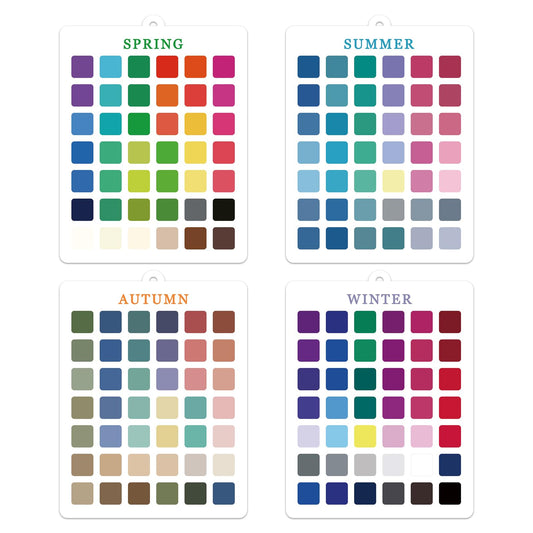 MIANID 4PCS Seasonal Color Analysis Swatch with Rope, Clear Acrylic | Portable Seasonal Palette for Personal Colors Styling Guide, 4 Season Color Palette Card for Outfits Makeup Skin Tone Matching