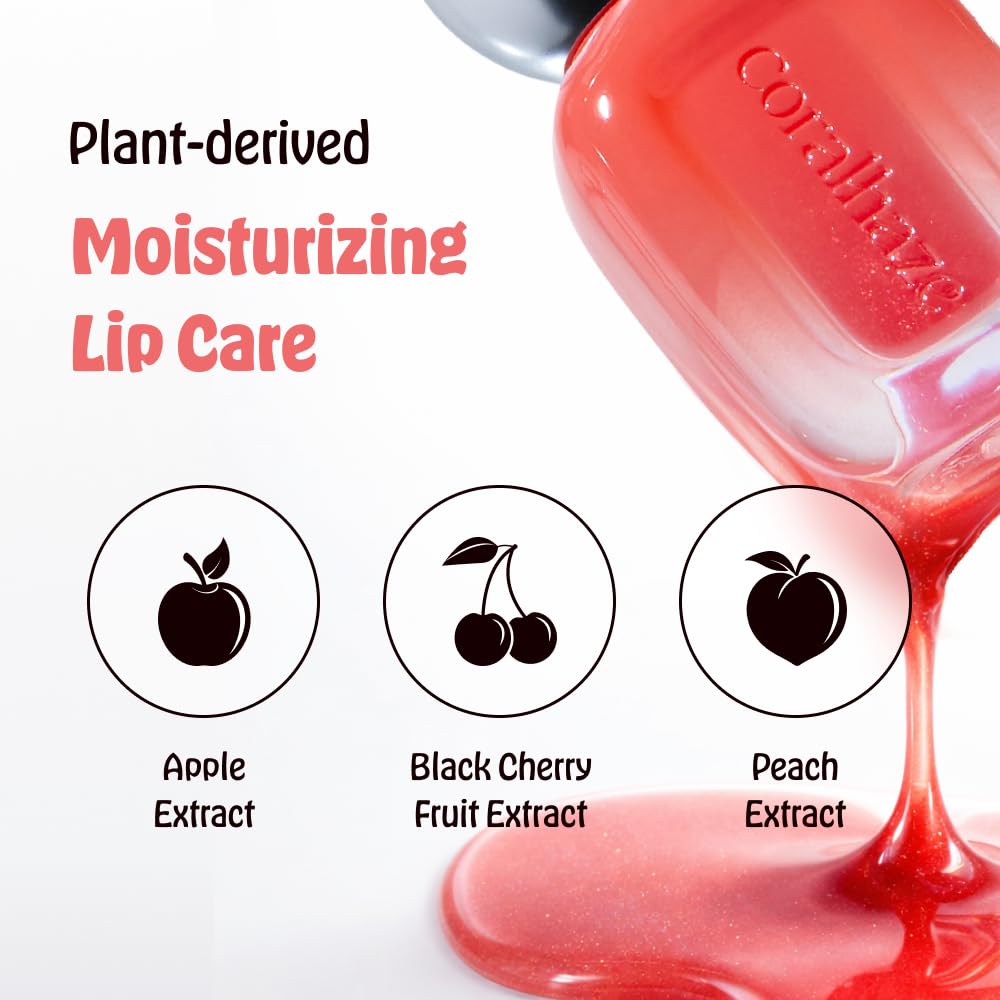 CORALHAZE Fruity Jam Gloss (502 Figgy Day) Watery Glass Lip Tint, High Shine, Non-Sticky, Jelly Glaze, Buildable Long-Lasting Lip Stain, Hydrating Lightweight, Vivid Glassy Korean Makeup