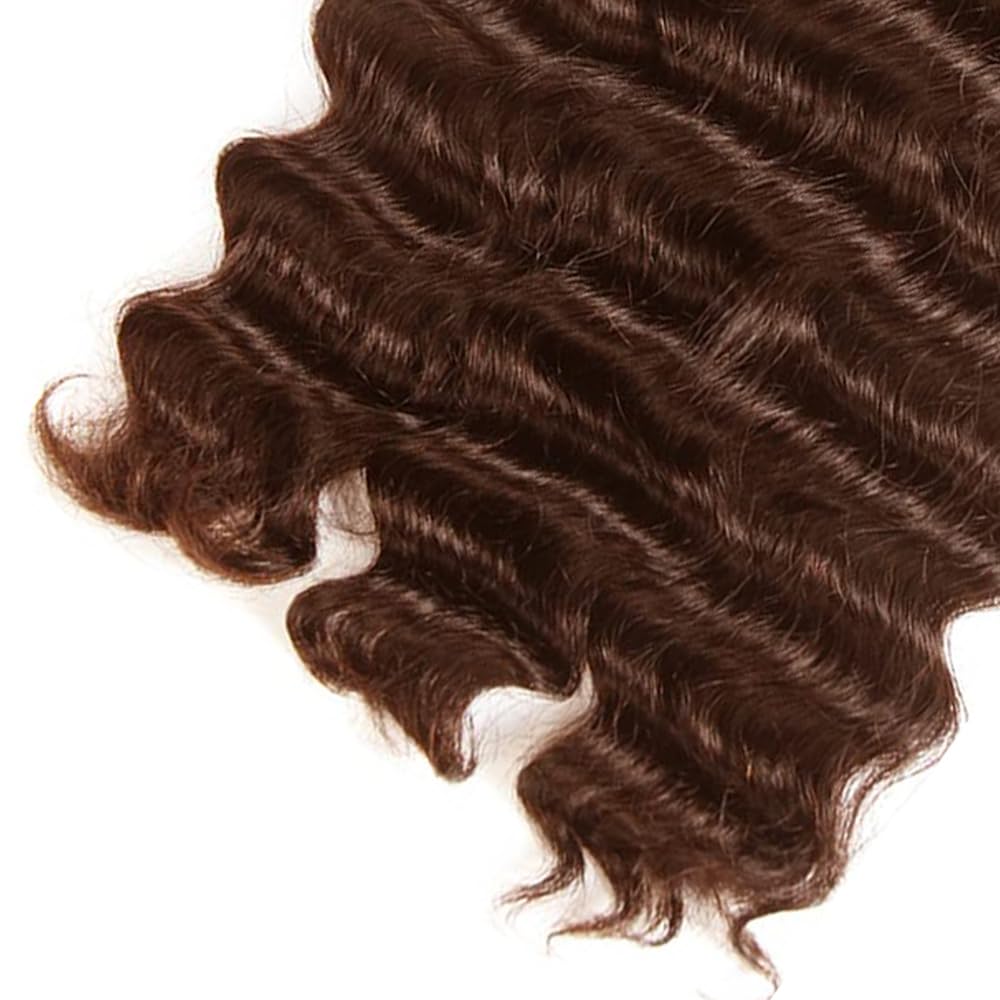 28 30 32 Inch GveoXvo Brown Bundles Human Hair Color 4 Deep Wave Bundles Peruvian Virgin Soft Real Chocolate Brown Deep Wave Bundle Hair Extensions 300g