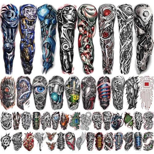 Mechanical Temporary Tattoos - 48 Waterproof Half Arm Robot Sleeve