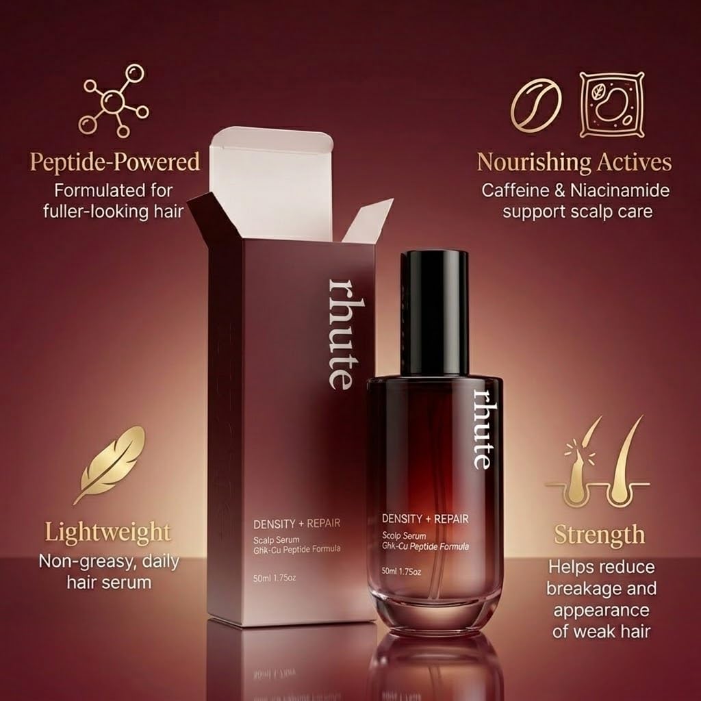 Rhute Hair Serum, Rhute Scalp Serum Daily Strengthening Treatment for Weak or Damaged Haireptide-Powered Formula for Thicker (2pcs)