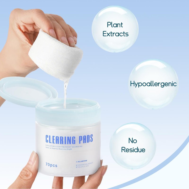 Salicylic Acid Toner Pads - Gentle Exfoliating Face Care | Dual Texture, Oil Control (70 Count)