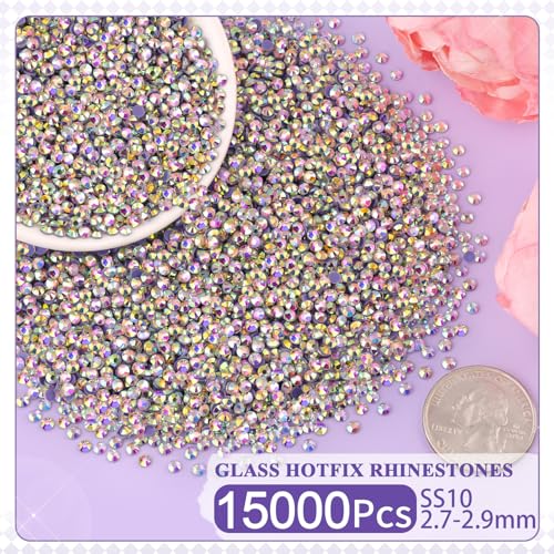 TINKRSTUFF Crystal AB SS10 Hotfix Rhinestones 15000Pcs for Clothing & Crafts
