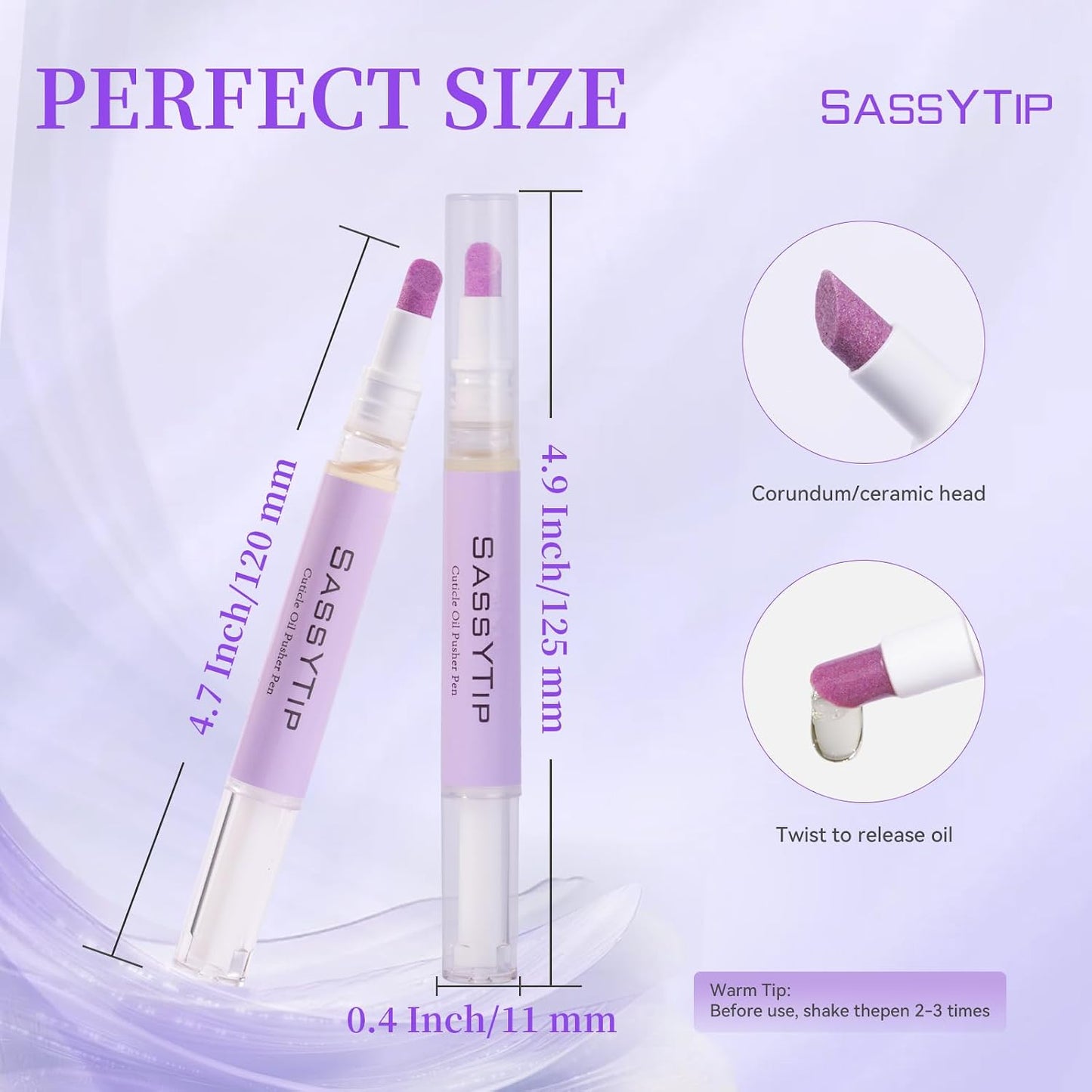 Ceramic Cuticle Pusher & Oil Pen - Gentle Cuticle Remover for Dry Nails | 2ml Lavender & Fragrance-Free