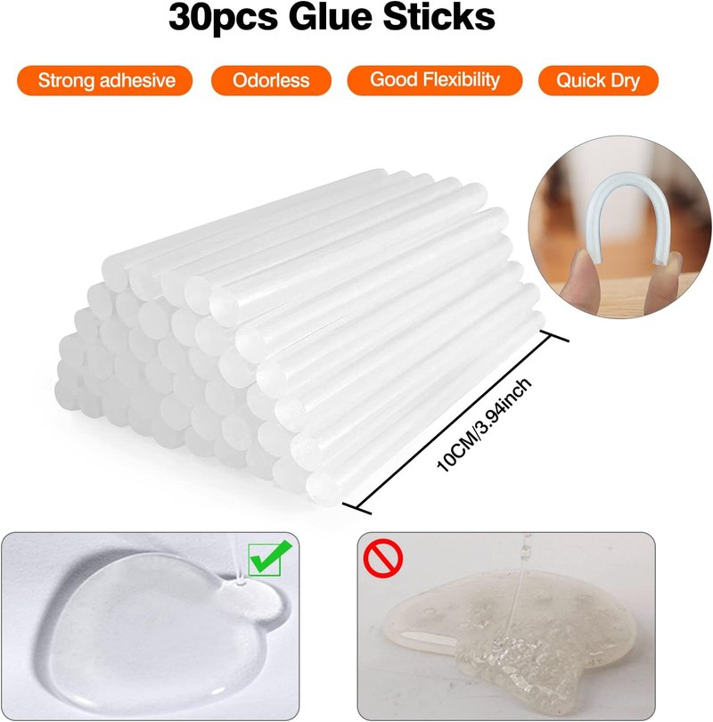 Mini Hot Glue Gun Kit - Fast Preheating High Temp Melt Gun with 30 Glue Sticks | Ideal for DIY Crafts & Home Repairs (White)
