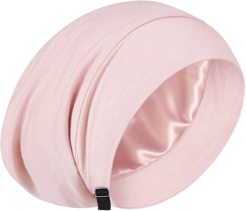 Mulberry Silk Bonnet for Sleeping | Real Silk Lined Cap for Curly Hair - Black