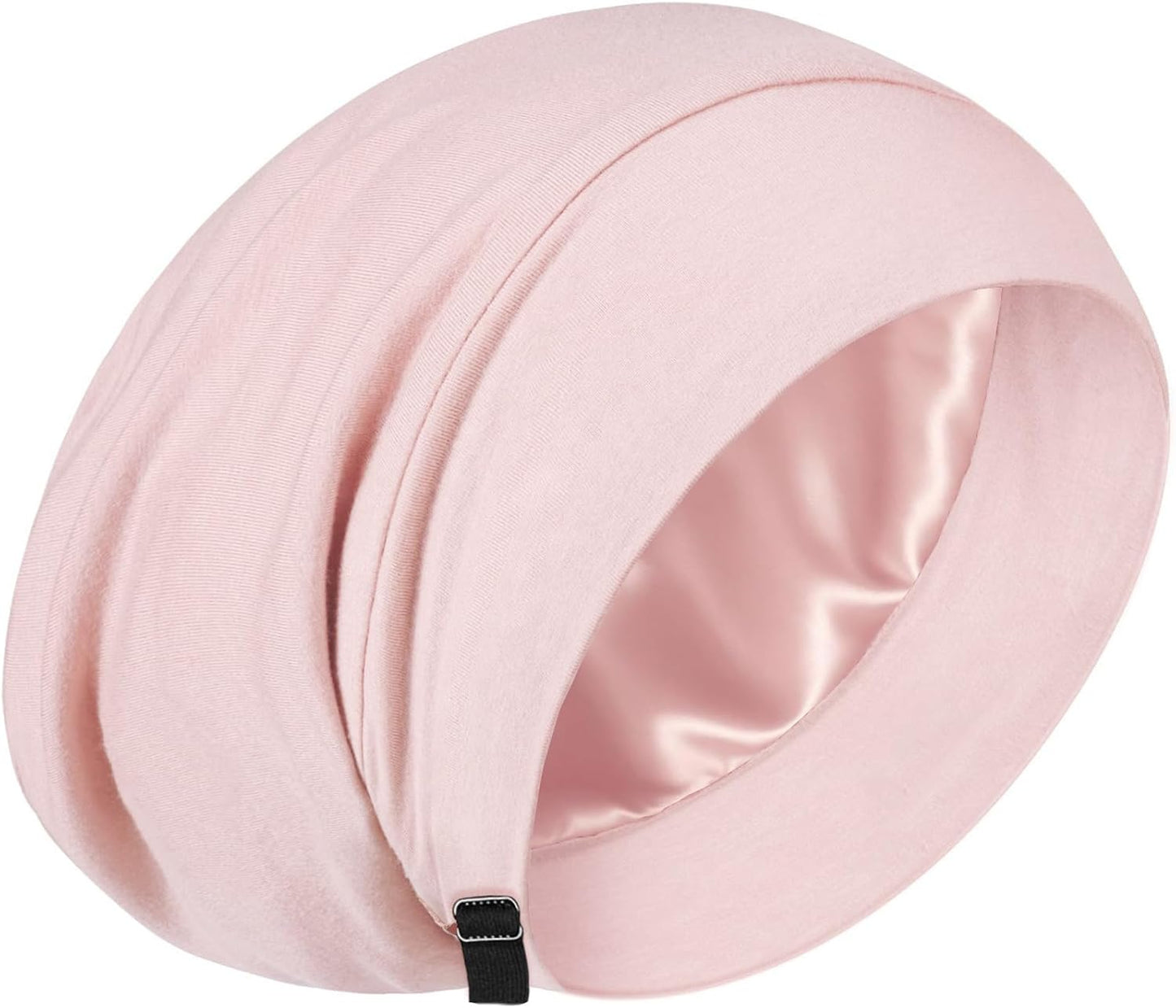 100% Mulberry Silk Bonnet for Sleeping | Curly Hair Sleep Cap - Black