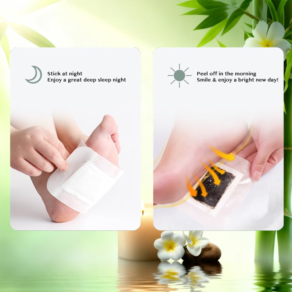 Deep Cleansing Foot Pads, 50 Count Pack with Ginger Oil for Lymphatic Drainage, Stress Relief, Deep Cleansing and Sleep Support