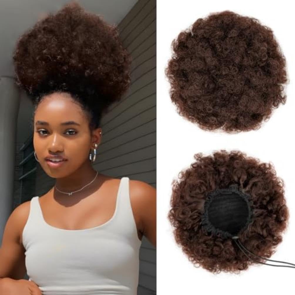 Afro Puff Drawstring Ponytail for Black Women - Premium Ombre Gray Bun | Stylish & Versatile Hair Accessory