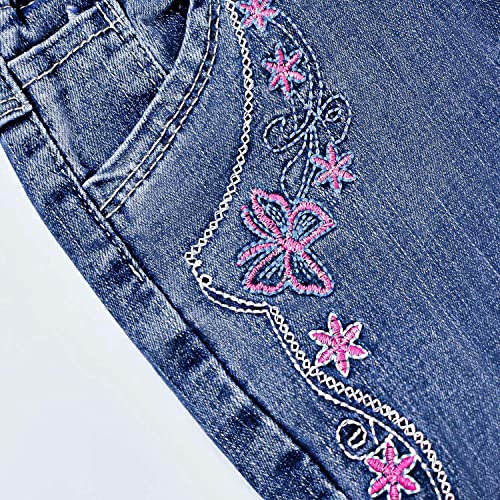 Peacolate Distressed Embroidered Jeans for Toddler Girls, 6-7Y Pink Butterfly
