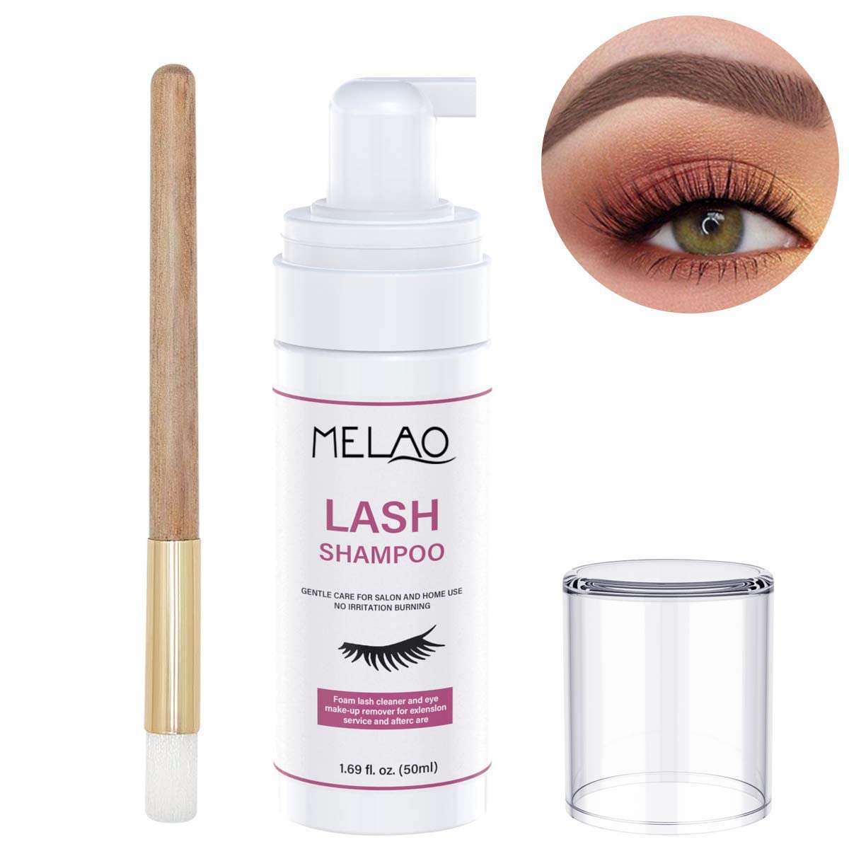 Eyelash Extension Cleanser Eyelid Foaming Cleanser Lash Shampoo for Extensions & Natural Lashes, Oil, Paraben & Sulfate Free, Non-Irritating, Perfect for Salon & Home Use 1.69fl.oz