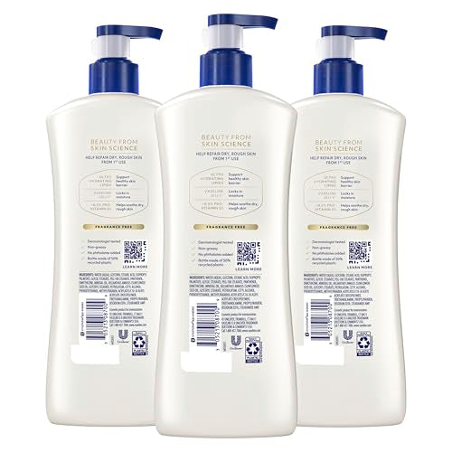 Vaseline Intensive Care Unscented Advanced Repair Body Lotion - Ultra-Hydrating with Lipids for Extremely Dry Skin, 20.3 oz, Pack of 3
