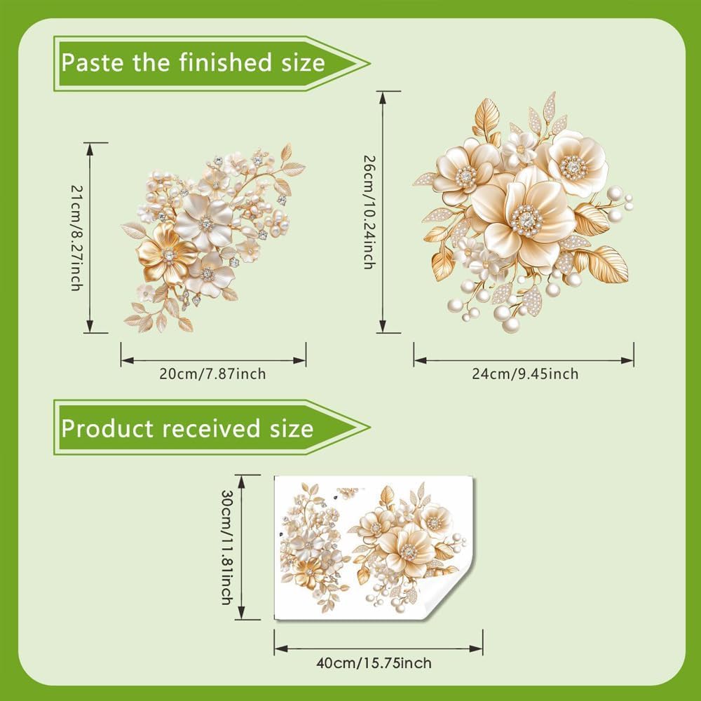 Golden Peony Flowers Toilet Cover Sticker Decals - Self-Adhesive Bathroom Wall Decor | Easy to Apply