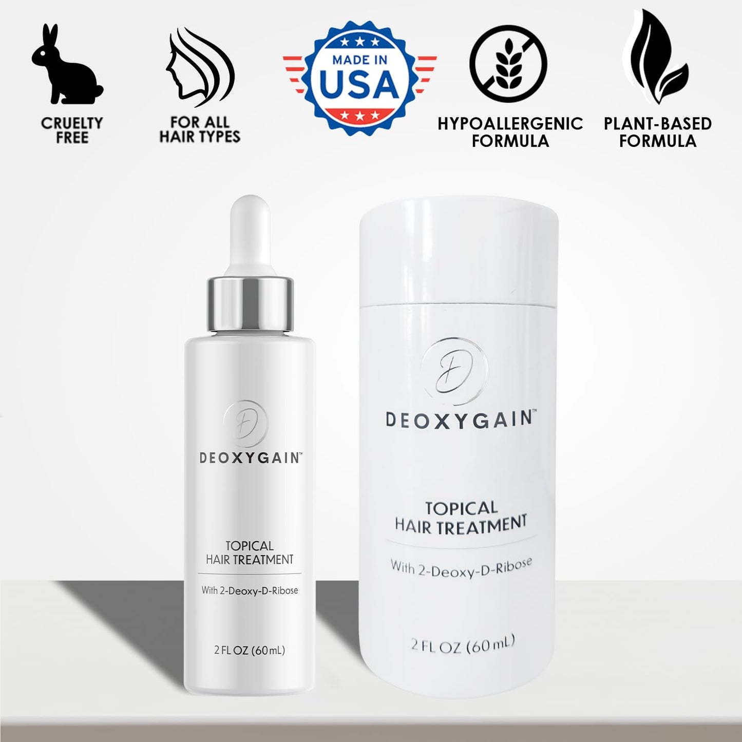 Topical Hair Treatment by Deoxygain - Advanced Hair Growth Formula with 2DDR to Stimulate Follicles Block DHT & Support Hair Regrowth Thicker Fuller Hair Scalp Coverage for Men and Women - 2 fl oz