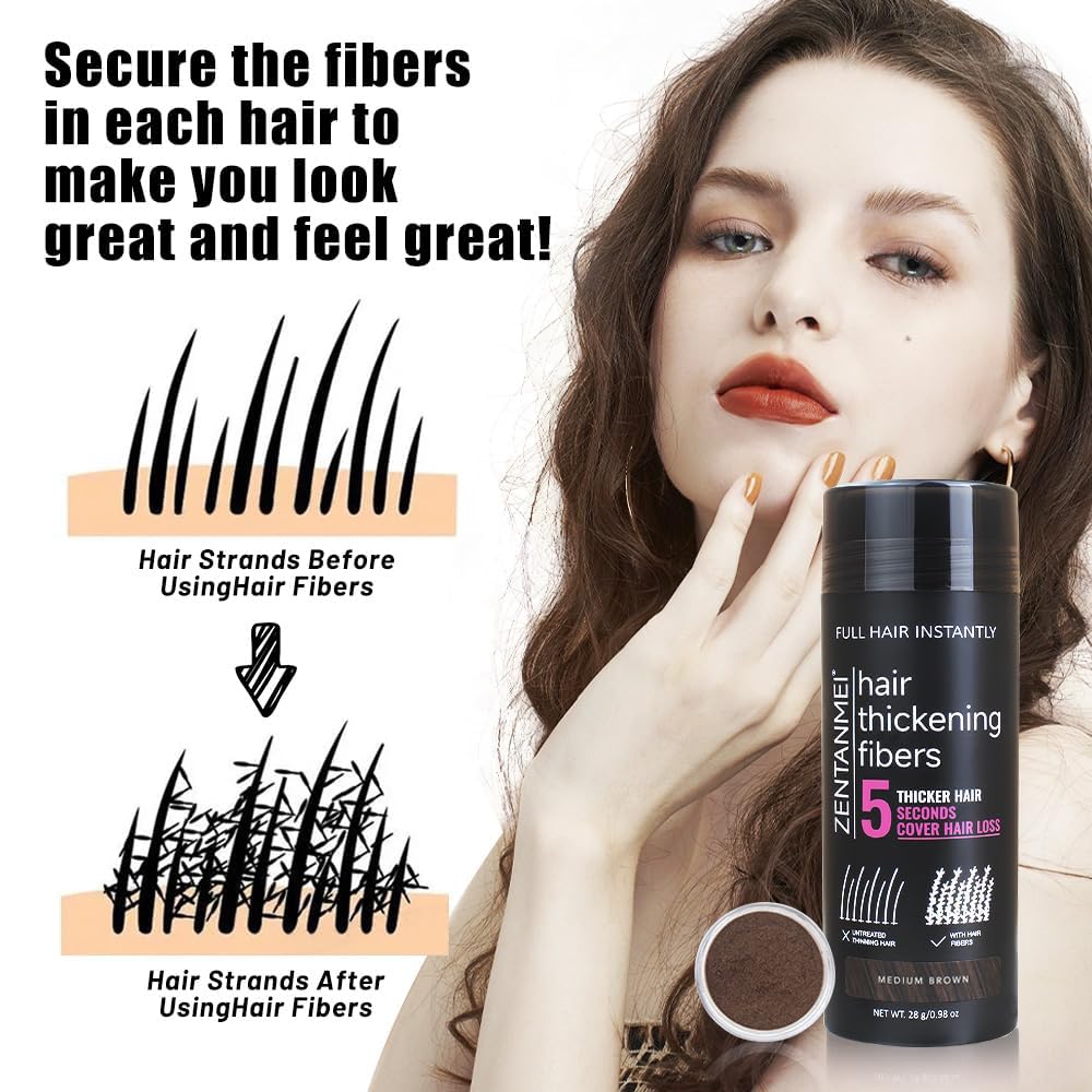 Hair Building Fibers for Thinning Hair - All-Natural Volume Powder | 0.98 Oz Gray Bald Spot Concealer for Men & Women