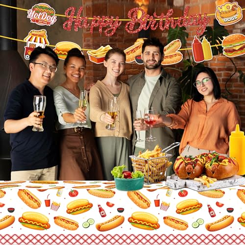 3-Pack Disposable Hot Dog Table Covers - Colorful Carnival Design, 87x51 Inches