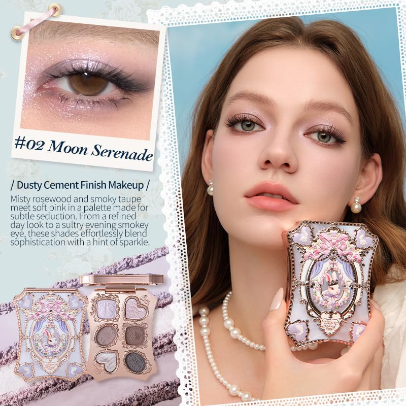 Bunny Garden 6-Color Makeup Palette - Lavender Purple Shades | 4 Matte, 2 Shimmer, 1 Satin, Blendable & Smooth 0.23 oz