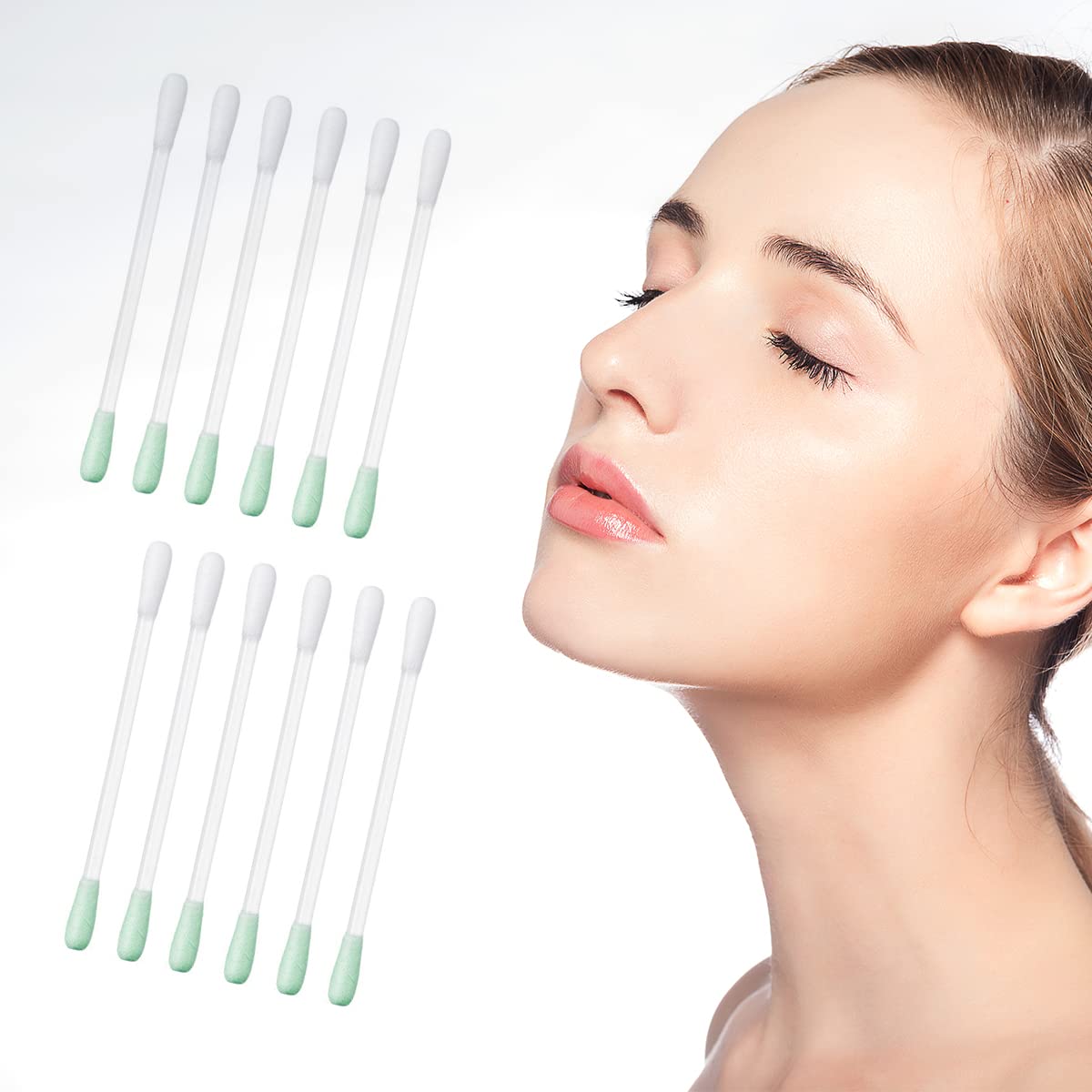 Cotton Makeup Remover Swabs - 50 Pcs Vitamin E Liquid-Filled Sticks for Eye, Lip & Eyebrow Corrections